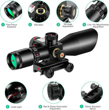 Load image into Gallery viewer, MidTen 2.5-10x40 OE Red Green Illuminated Mil-dot Scope with Red/Green Laser Combo