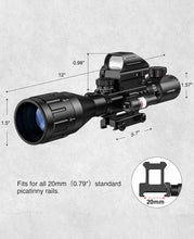 Load image into Gallery viewer, MidTen 4-16x50 AO 3-in-1 Illuminated Rifle Scope Combo Optics - Red Laser