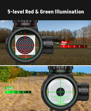 Load image into Gallery viewer, MidTen 6-24x50 AO Red and Green Illuminated Rangefinder Reticle Rifle Scope