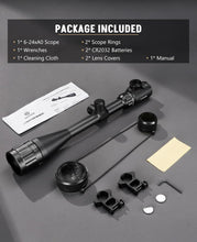 Load image into Gallery viewer, MidTen 6-24x50 AO Red and Green Illuminated Rangefinder Reticle Rifle Scope