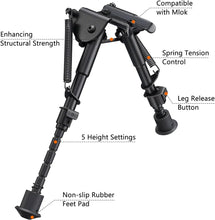 Load image into Gallery viewer, MidTen 6-9 Inch Rifle Bipod Compatible with M-Rail for Hunting