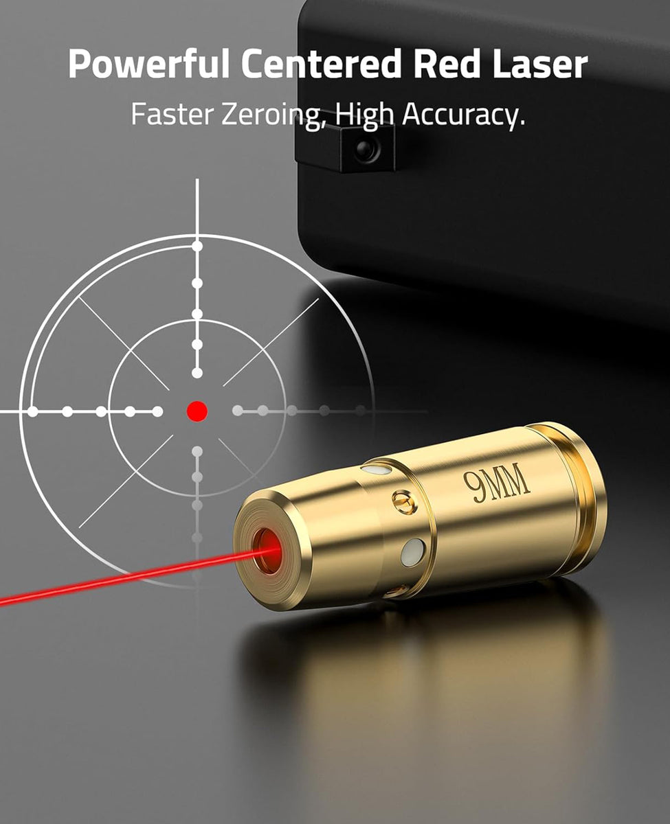 MidTen Bore Sight Laser 9mm Red Laser Bore Sighter with Batteries
