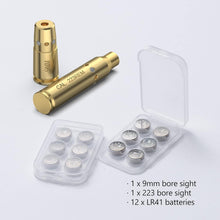 Load image into Gallery viewer, MidTen Laser Bore Sights for .223 and 9mm with 12 Batteries