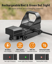 Load image into Gallery viewer, MidTen Rechargeable Motion Awake Green & Red Dot Sight