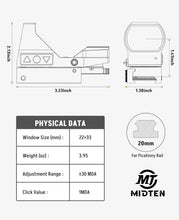 Load image into Gallery viewer, MidTen Rechargeable Motion Awake Green & Red Dot Sight