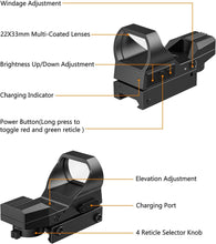 Load image into Gallery viewer, MidTen Rechargeable Motion Awake Green & Red Dot Sight