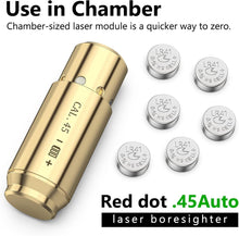 Load image into Gallery viewer, MidTen Bore Sight Laser .45 Auto Red Dot Boresighter with Extra Batteries