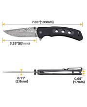 Load image into Gallery viewer, MidTen 3 26 VG10 66-Layer Damascus Pocket Knife, black