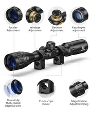 Load image into Gallery viewer, Midten 3-9x32 AO Rifle Scope Optics R4 Reticle Crosshair Scope with Mounts