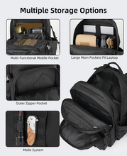 Load image into Gallery viewer, MidTen large-capacity backpack with large main pockets fit laptop outer zipper pocket in black