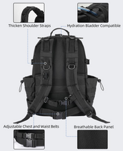 Load image into Gallery viewer, MidTen large-capacity backpack with adjustable chest and waist belts in black