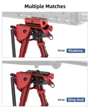 Load image into Gallery viewer, MidTen Picatinny Bipod 6-9 Carbon Fiber Rifle Bipod with picatinny fit for sling stud in red