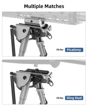 Load image into Gallery viewer, MidTen Picatinny Bipod 6-9 Carbon Fiber Rifle Bipod with picatinny fit for sling stud in sliver