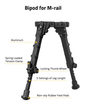Load image into Gallery viewer, MidTen 7 5-9 Inches Bipod with bipod for m-rail aluminum in black