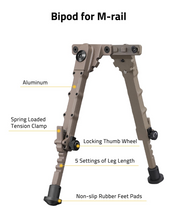 Load image into Gallery viewer, MidTen 7 5-9 Inches Bipod with bipod for m-rail aluminum in flat dark earth