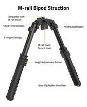 Load image into Gallery viewer, MidTen M-Rail Rifle Bipod with m-rail bipod struction compatible with m-rail mount