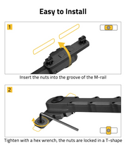 Load image into Gallery viewer, MidTen 7 5-9 Inches Bipod with insert the nuts into the groove of the m-rail in black
