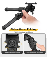 Load image into Gallery viewer, MidTen Carbon Fiber Picatinny Bipod – deepen the folding grooves easy one-handed adjustment, M-rail Bipod
