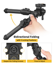 Load image into Gallery viewer, MidTen Carbon Fiber Picatinny Bipod – deepen the folding grooves, Picatinny Bipod