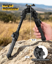 Load image into Gallery viewer, MidTen Carbon Fiber Picatinny Bipod – height adjustable press the button to adjust quickly, M-rail Bipod