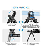 Load image into Gallery viewer, Midten Clamp-on Bipod for Rifle, Height from 8"-10", Quick Release Design