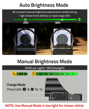 Load image into Gallery viewer, MidTen backup iron sights with no constant manual brightness adjustments needed during in green dot