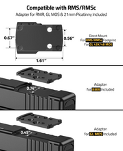 Load image into Gallery viewer, MidTen Compatibility This sight with adapter for rmr, gl mos & picatinny included in red dot