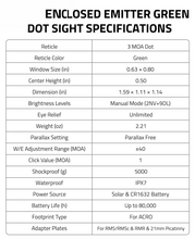 Load image into Gallery viewer, MidTen Red Dot Sight with window size (in) center height (in)