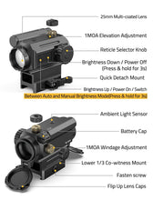 Load image into Gallery viewer, MidTen Motion Awake Green Dot Sight with ambient light sensor battery cap