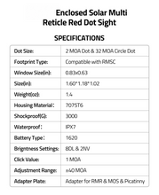 Load image into Gallery viewer, MidTen Multi Reticle Red Dot Sight with reticle red dot sight specifications dot size