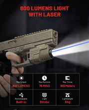 Load image into Gallery viewer, MidTen Pistol Light Laser Combo Rechargeable with rechargeable light lightweight Light with Blue Beam