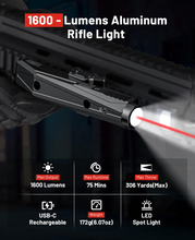 Load image into Gallery viewer, MidTen Rifle WeaponLight Laser Light Combo with rifle light maxoutput maxruntime in red laser light combo