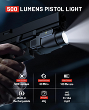 Load image into Gallery viewer, MidTen 500 Lumens Pistol Light with built-in weight strobe