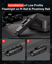 Load image into Gallery viewer, MidTen Rifle WeaponLight Laser Light Combo with installation of low profile flashlight on m-rail & picatinny rail in red