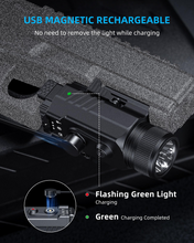 Load image into Gallery viewer, MidTen Lumen Pistol Light Laser Combo with flashing green light charging