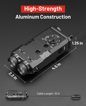 Load image into Gallery viewer, MidTen green laser with cable length, 1.25 in x 4.5in x 2.2in Green Laser+IR Laser+White Light+Red Light