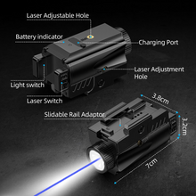 Load image into Gallery viewer, MidTen Lumens Pistol Light with light switch laser switch slidable rail adaptor in blue laser light combo