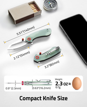 Load image into Gallery viewer, MidTen Stainless Steel Blade with compact knife size, 140mm x 54mm x 82mm in jade green