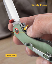 Load image into Gallery viewer, MidTen locks the blade with safety close liner lock in jade green