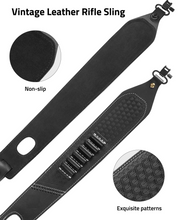 Load image into Gallery viewer, MidTen Leather Rifle Sling – vintage leather rifle sling non-slip exquisite patterns, black