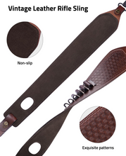 Load image into Gallery viewer, MidTen Leather Rifle Sling – vintage leather rifle sling non-slip exquisite patterns, brown