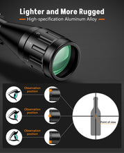 Load image into Gallery viewer, Midten 3-9x40 AO Rifle Scope with Red and Green Illuminated Crosshair Reticle, Locking Turret, Zero Reset, 20mm Scope Rings, 1 inch Tube SFP Riflescope for .22 Caliber Rifles