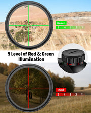 Load image into Gallery viewer, Midten 3-9x40 AO Rifle Scope with Red and Green Illuminated Crosshair Reticle, Locking Turret, Zero Reset, 20mm Scope Rings, 1 inch Tube SFP Riflescope for .22 Caliber Rifles