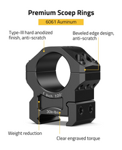 Load image into Gallery viewer, MidTen Mount 1 inch Scope Rings with type-ill hard anodized beveled edge design finish, anti-scratch 1inch x 1.00inch
