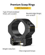 Load image into Gallery viewer, MidTen Mount 1 inch Scope Rings with type-ill hard anodized beveled edge design finish, anti-scratch 30mm x 1.00 inch
