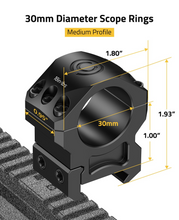 Load image into Gallery viewer, MidTen Mount 1 inch Scope Rings with diameter scope rings medium profile 30mm x 1.00 inch