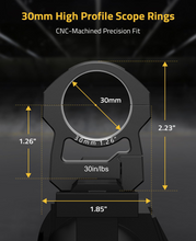 Load image into Gallery viewer, MidTen 7075 Aluminum 30mm Scope Rings with high profile scope rings cnc-machined precision fit
