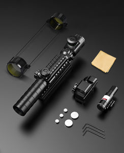The packing list of 4-in-1 rifle scope combo with dot sight and laser sight