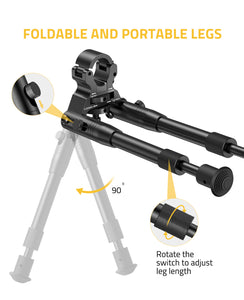 Clamp-on Bipod with Foldable and Portable Legs