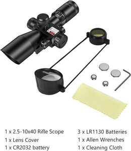 MidTen 2.5-10x40 Mil-dot Rifle Scope with Red Laser Combo